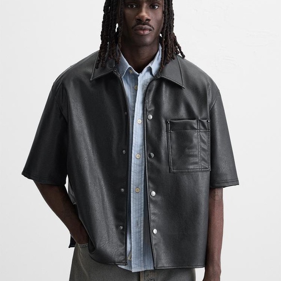 ZARA / FAUX LEATHER OVERSHIRT - Picture 3 of 6